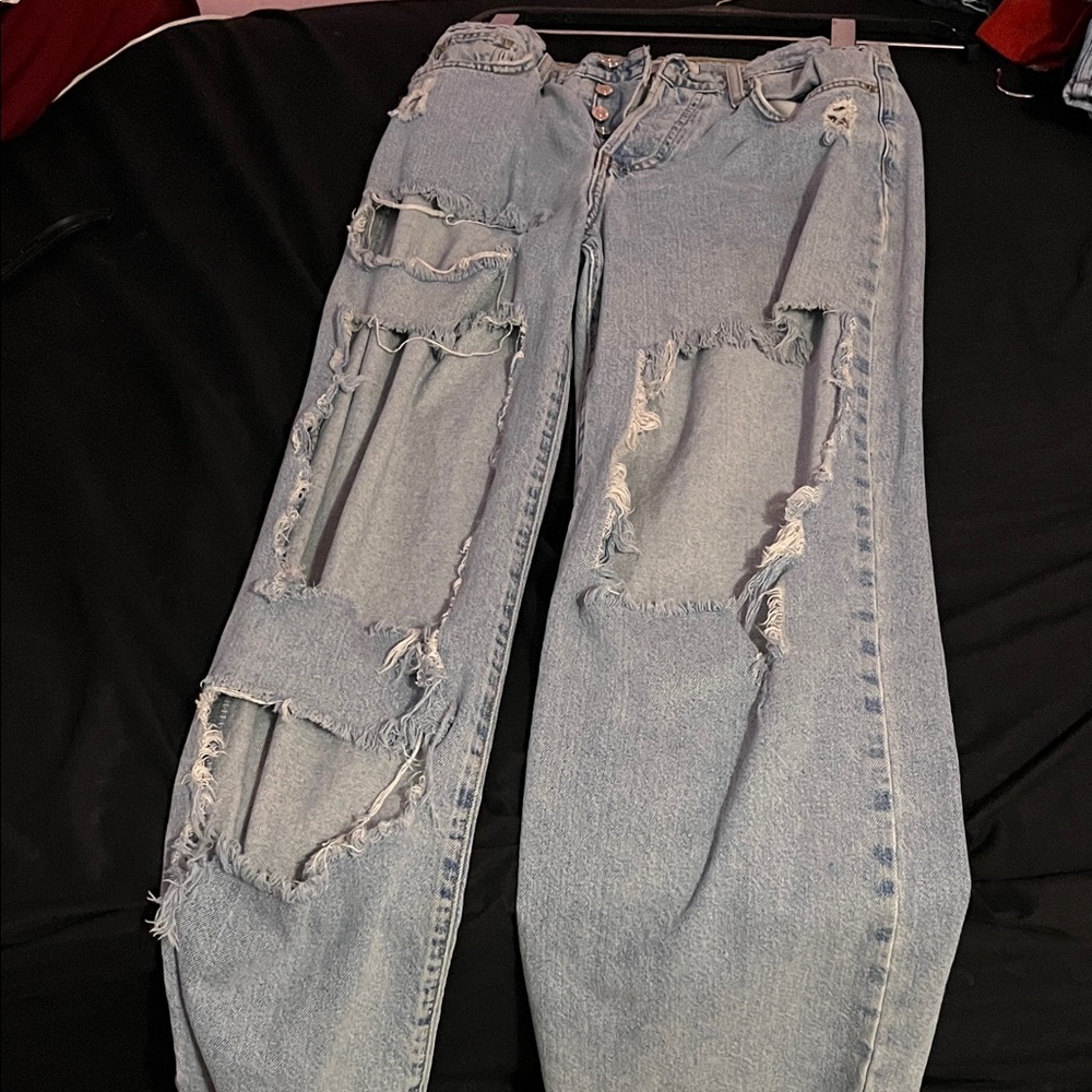 Forever 21 Light Blue Distressed Boyfriend Jeans